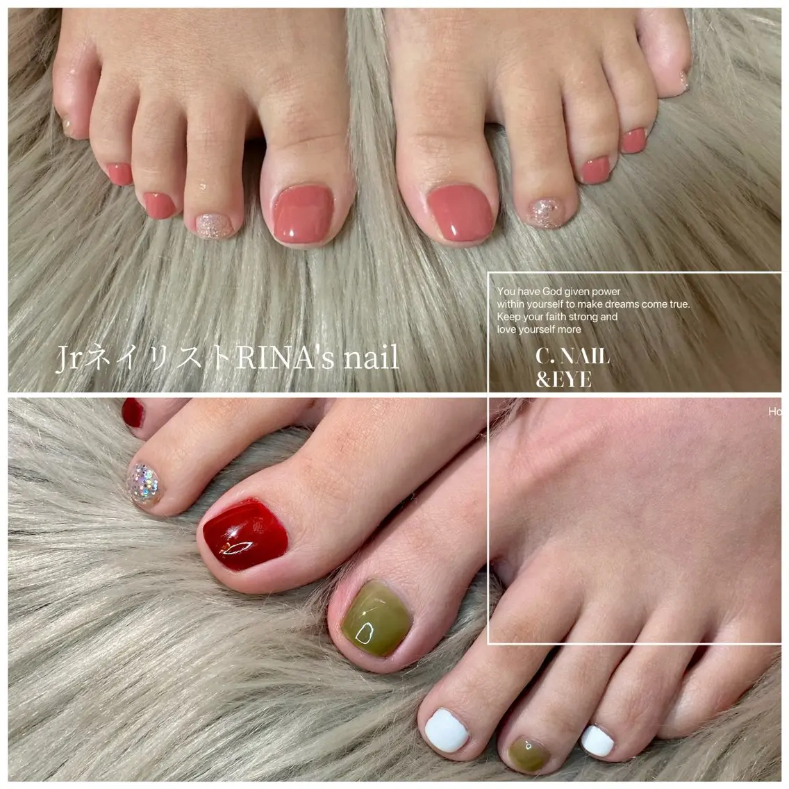 ネイル 入学式 フラッシュネイル フットネイル 卒業式 氷ネイル・うるうるネイル フットネイル C.Nail &Eyeのネイルデザイン