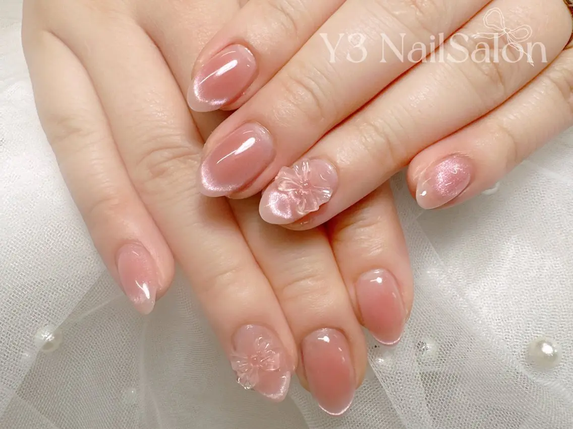 ネイル アートネイル オーロラネイル クリアネイル 長さ出し フレンチネイル ハンドネイル Y3 NailSalonのネイルデザイン