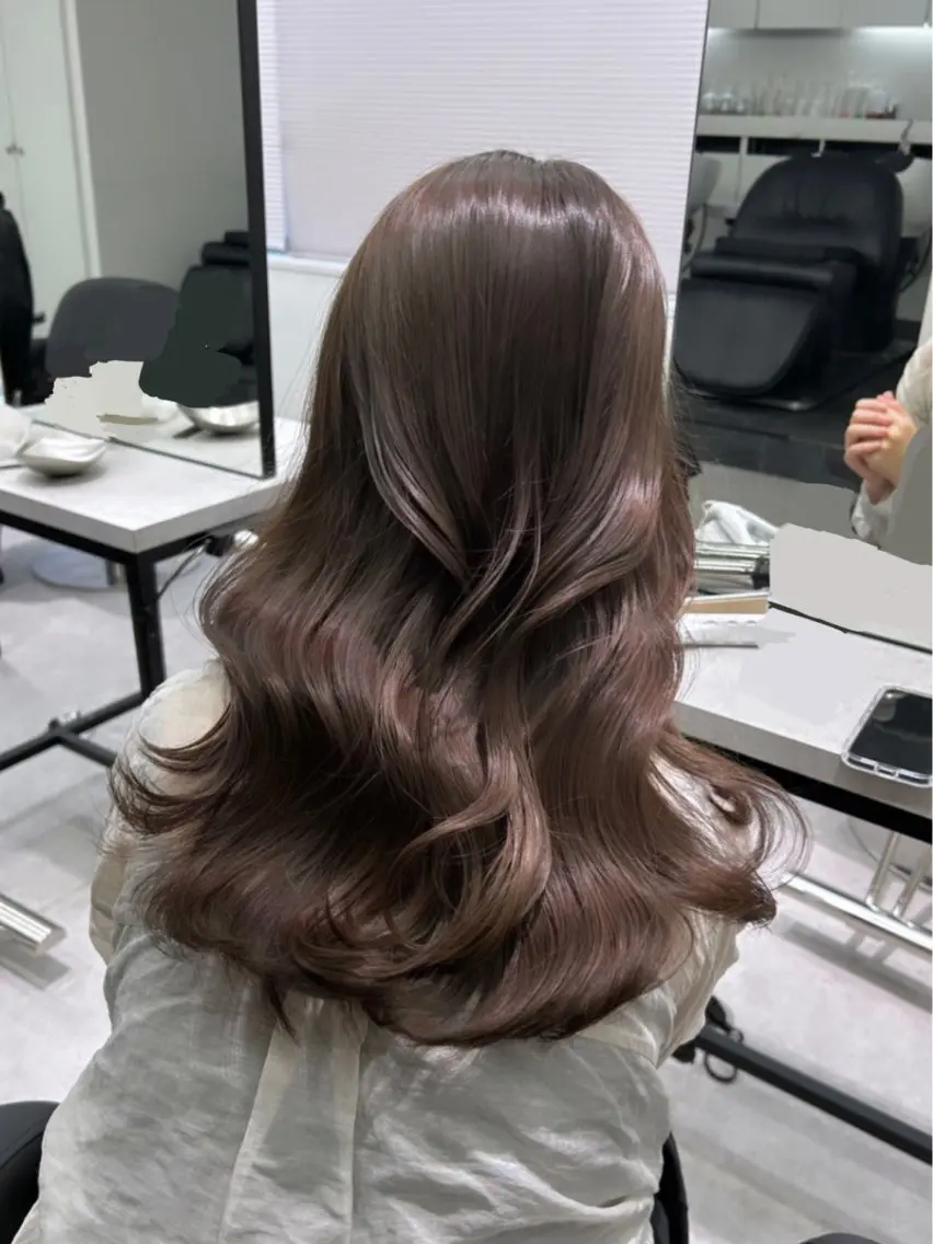 ロング カラー アッシュ ブルーカラー ダークアッシュ ダブルカラー グレージュ 渋谷/原宿♡PELE 縮毛矯正/ストレートのヘアスタイル