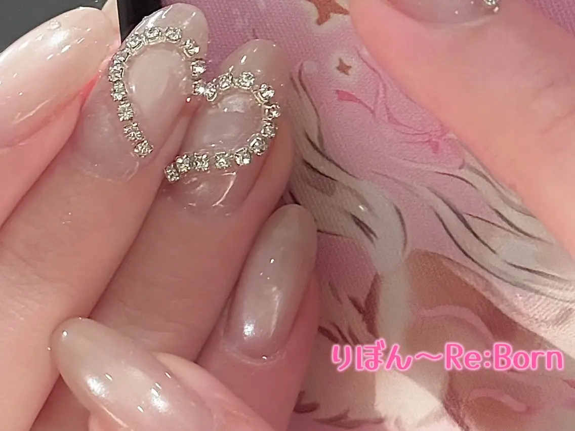 【夏おすすめ】 Jewelry ハート4本+ワンカラ一orマグネットネイル¥5980の写真