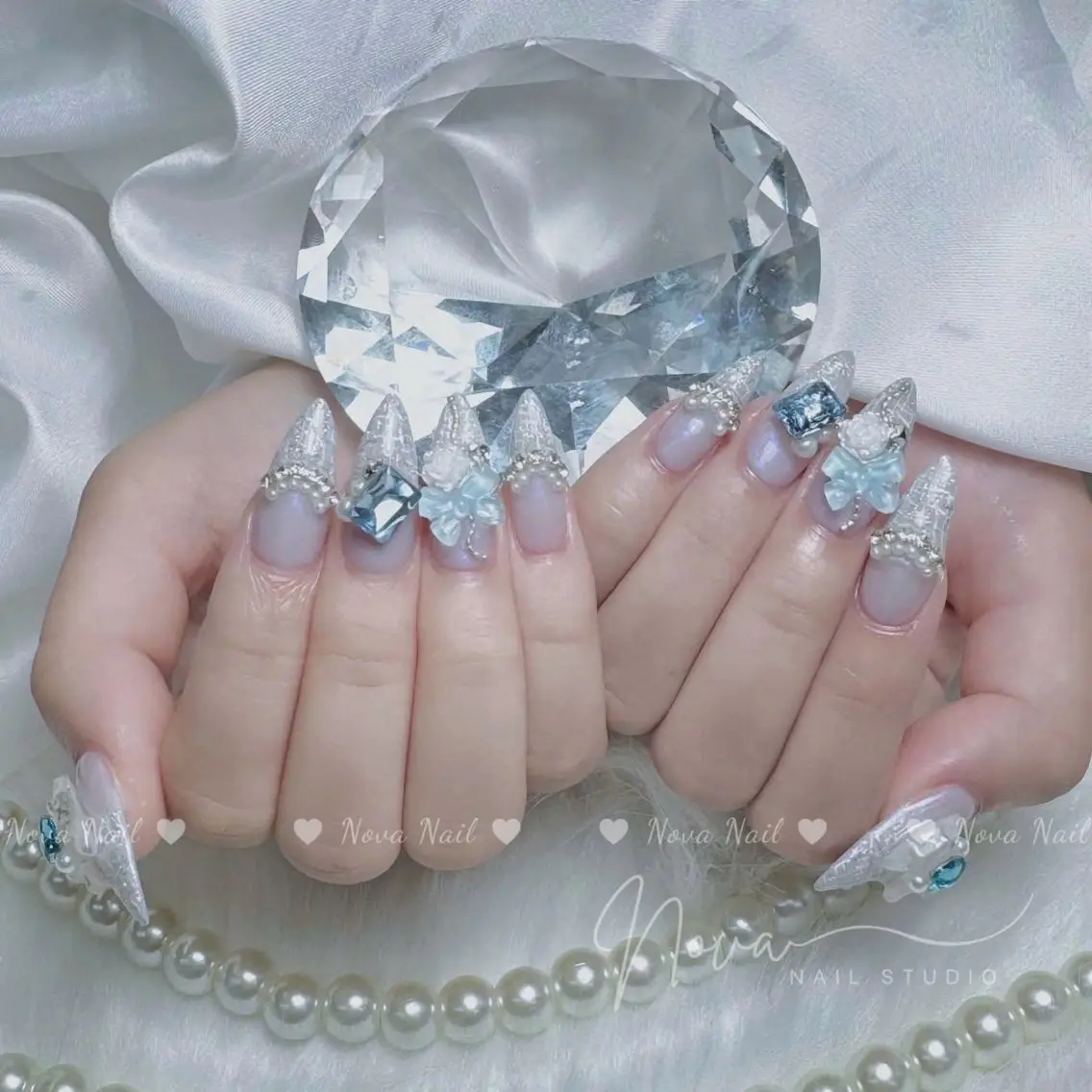ネイル アートネイル ジェルネイル キラキラネイル 韓国ネイル ロングネイル ハンドネイル ハンドケア Nova Nail _Shinsaiのネイルデザイン