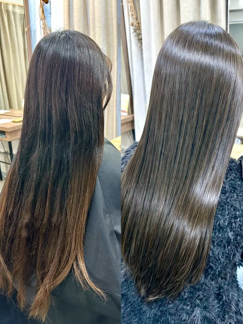 ロング ロング 縮毛矯正 カット 縮毛矯正 トリートメント 心斎橋/縮毛矯正/美 容師/unir 藤本のヘアスタイル