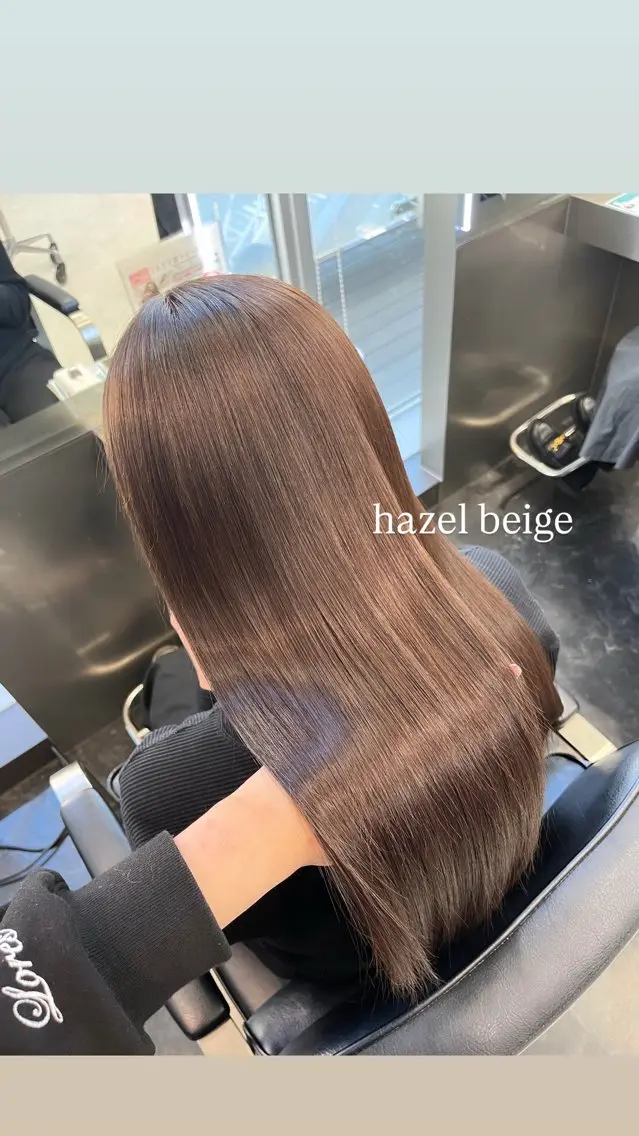 ロング カラー ヘアアレンジ ベージュカラー 透明感カラー ヘーゼル カット ヘアカラー トリートメント ヘアセット ハイトーン/透明感 髪質改善/rinaのヘアスタイル