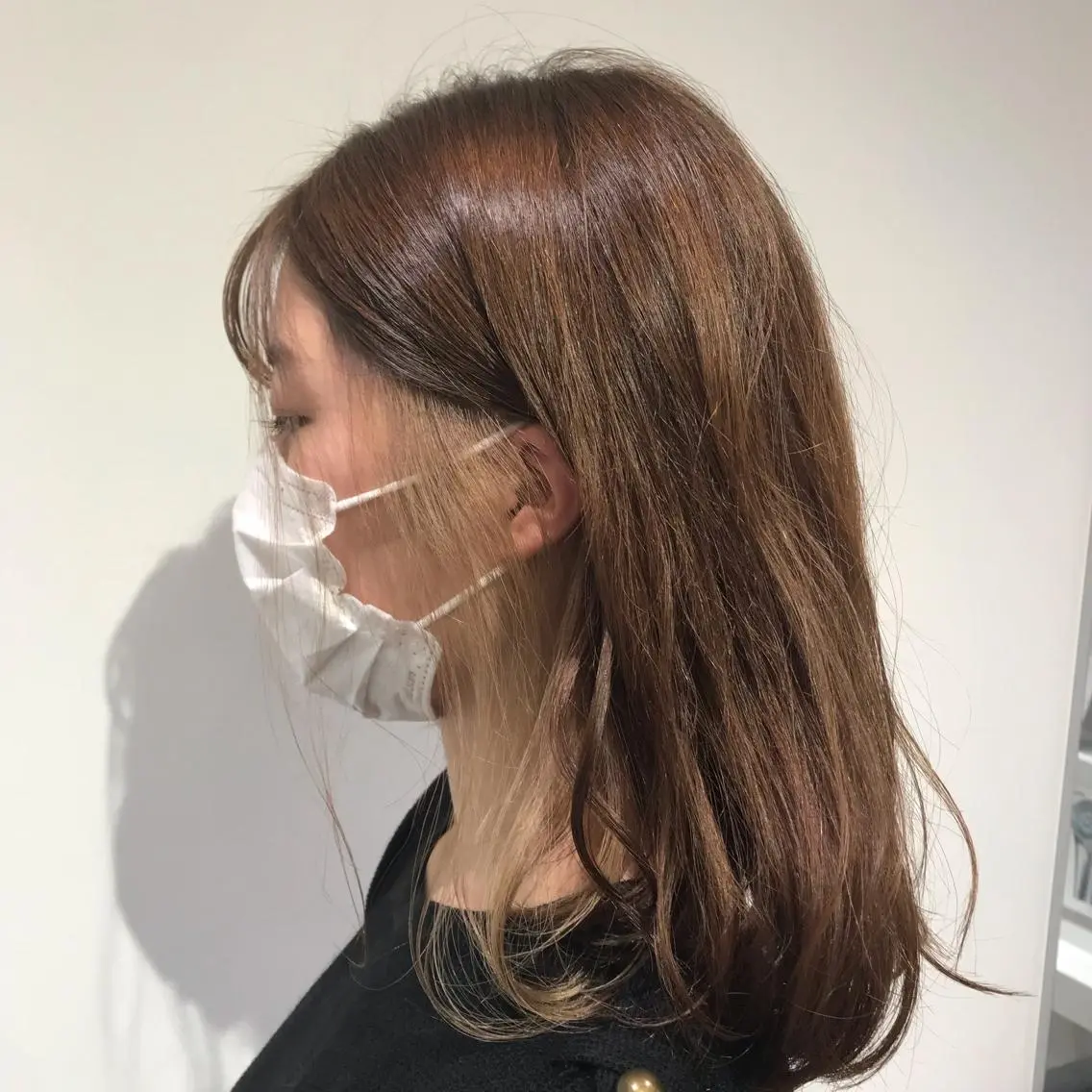セミロング カラー ベージュカラー イヤリングカラー ヘアカラー トリートメント 【暖色カラー特化】 中山由梨のヘアスタイル