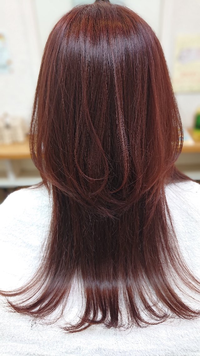 ロング カラー レッドカラー 森長 咲子のヘアスタイル