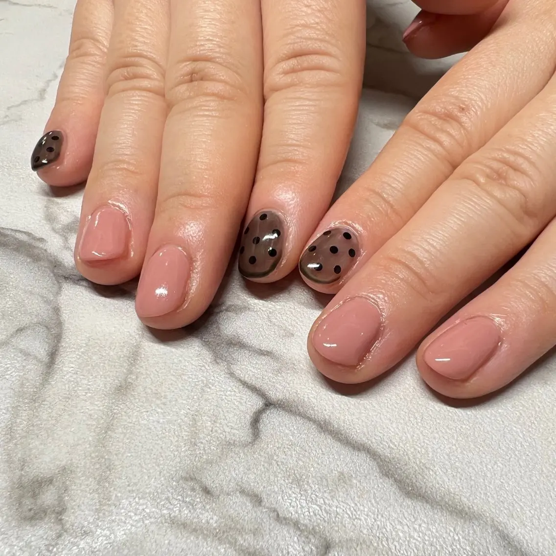 ネイル クリアネイル ピンク シンプルネイル ルミエナ銀座 KATAOKAのネイルデザイン