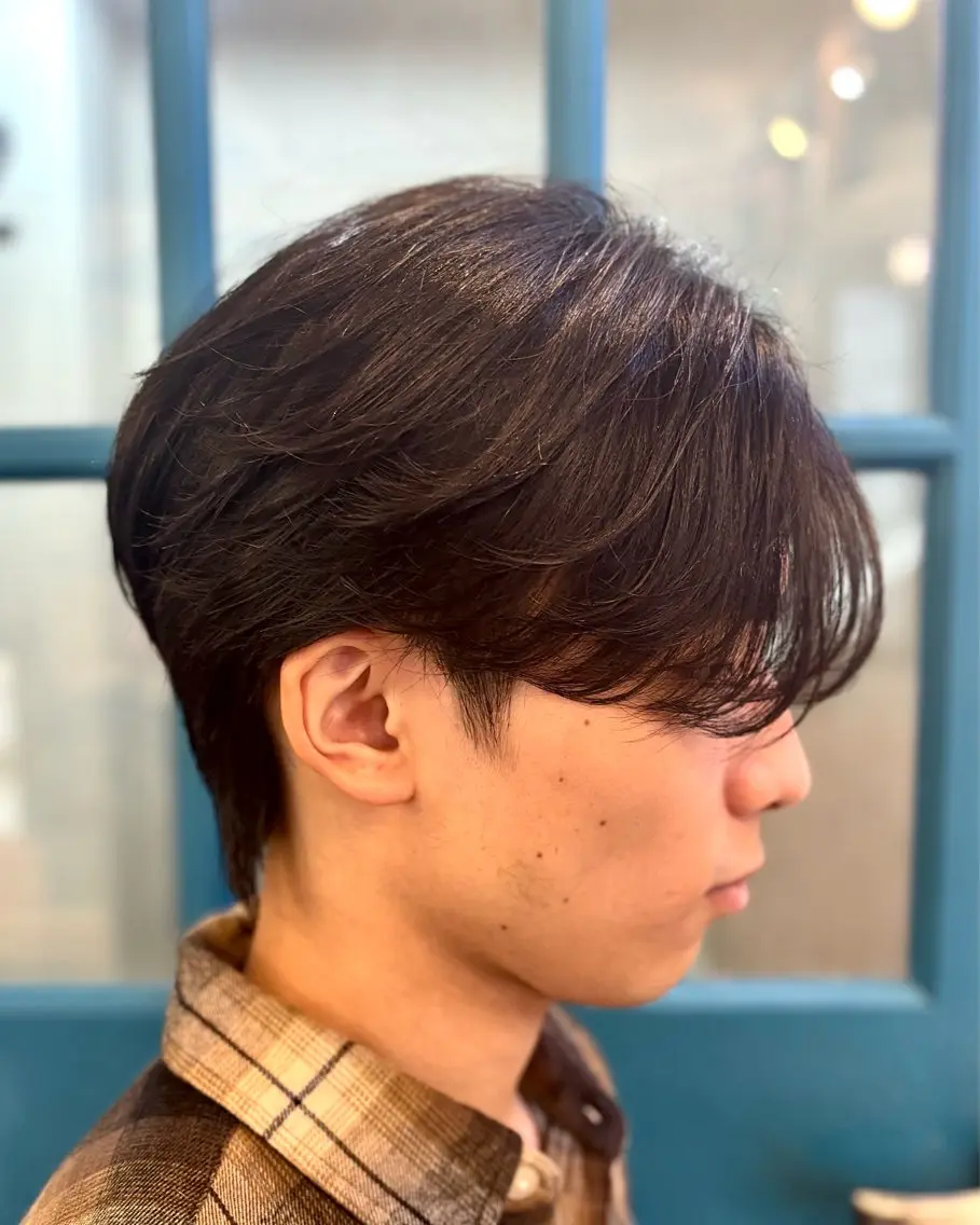 パーマ メンズ メンズ韓国風 マッシュ メンズパーマ シースルーマッシュ ニュアンスパーマ カット パーマ ショート、韓国メンズ ヘアのかつらぎのヘアスタイル