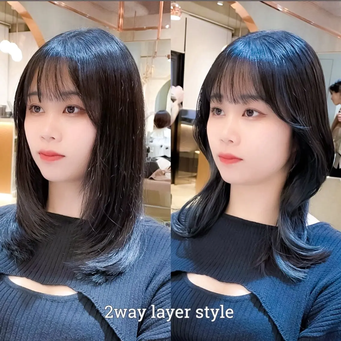 セミロング カラー ヘアカラー トリートメント 透明感カラー/韓国 レイヤーmomokaのヘアスタイル