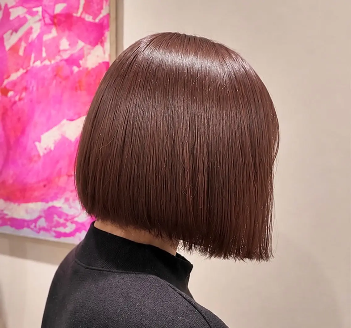 ショート カラー ブラウンカラー ヘアカラー トリートメント ヒナ/酸性ストレート /髪質改善のヘアスタイル