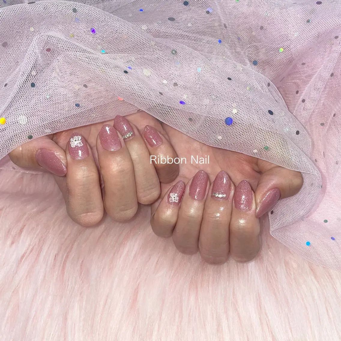 ネイル ラメ(グリッター) ピンク Nail Ambra 小山のネイルデザイン