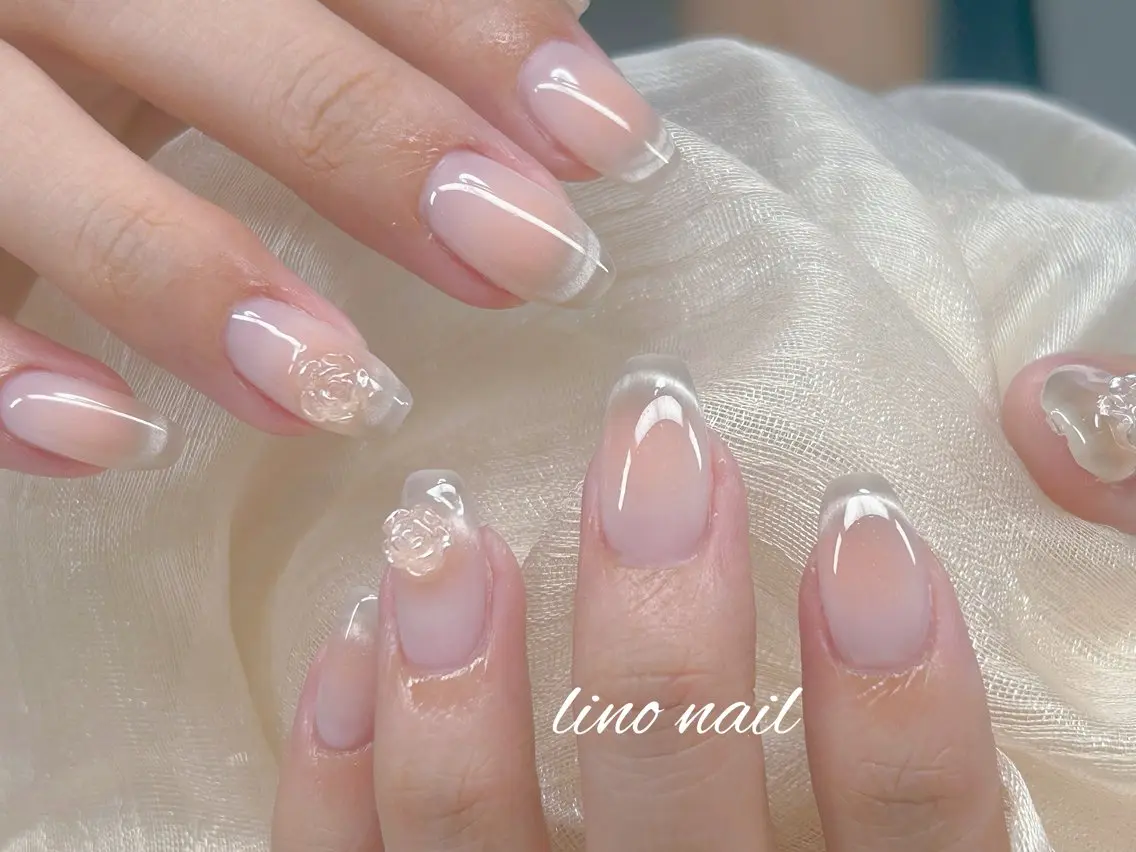 ネイル チークネイル 長さ出し フットネイル 持ち込み ワンカラーネイル ハンドネイル Lino Nailのネイルデザイン