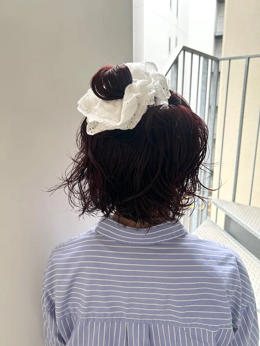 ショート カラー パーマ ヘアカラー 髙林 優衣のヘアスタイル