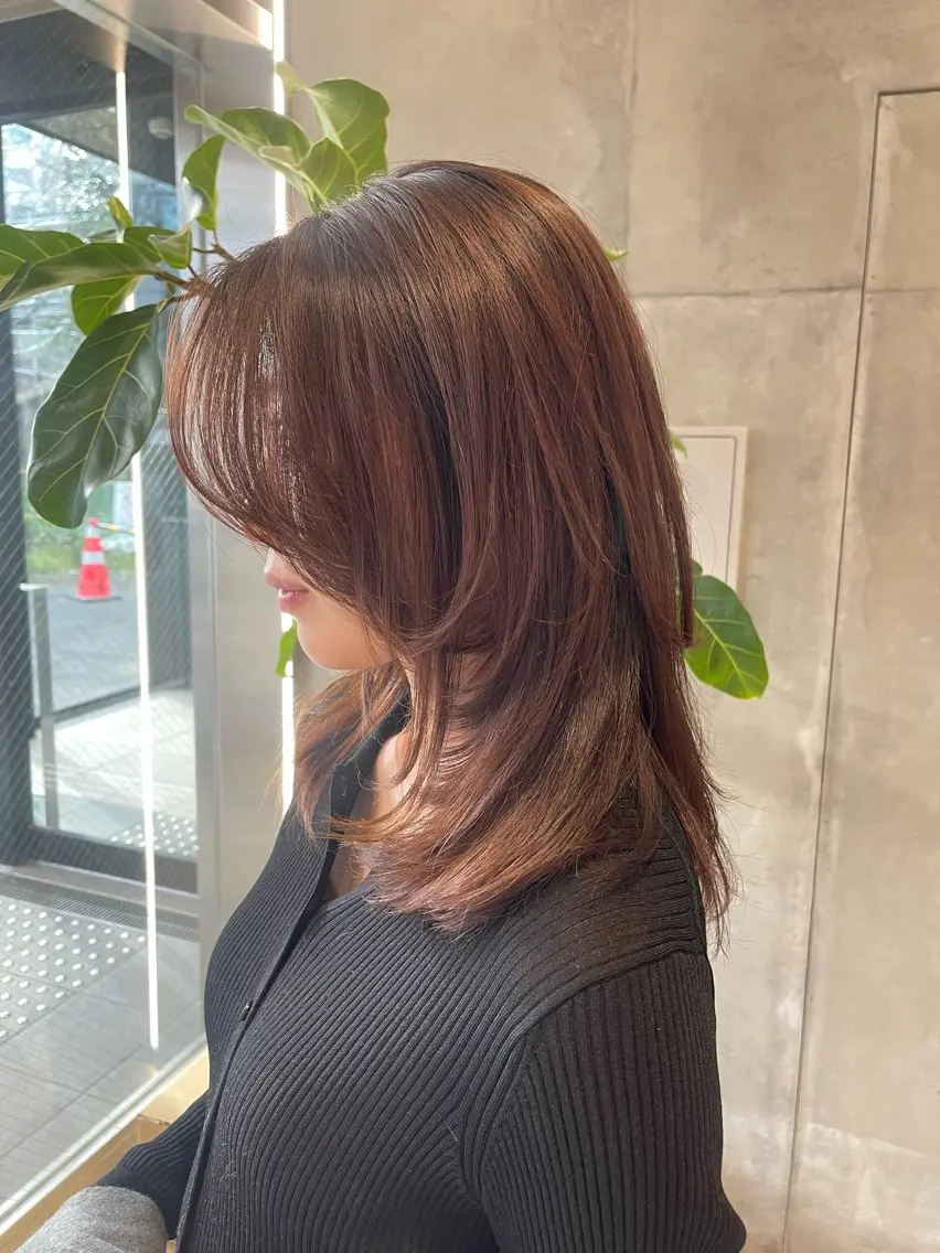ミディアム ミディアムレイヤー レイヤーカット カット トリートメント ヘッドスパ 透明感/レイヤー スタイル🤎mamiのヘアスタイル