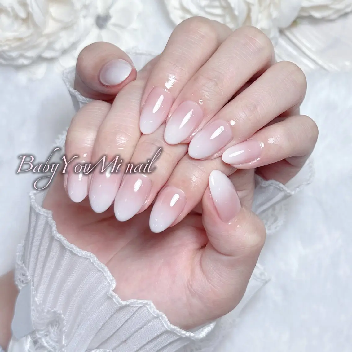 ネイル オーロラネイル チークネイル 成人式 フットネイル フレンチネイル ハンドネイル ハンドケア BabyYouMi nailのネイルデザイン