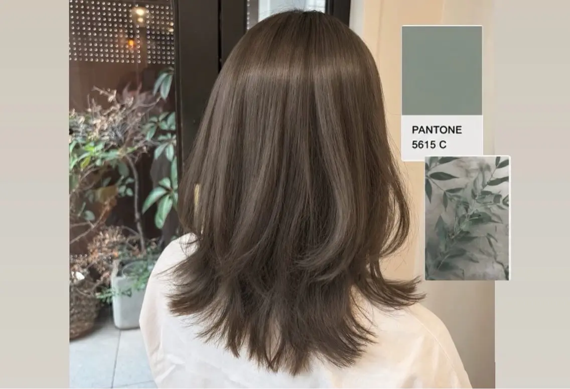 ミディアム カラー 透明感カラー グレージュ オリーブグレージュ オリーブグレー ヘアカラー トリートメント ヒナ/酸性ストレート /髪質改善のヘアスタイル