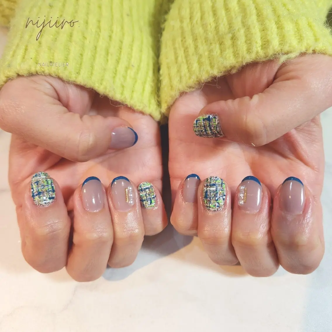 ネイル ツイードネイル ハンドネイル nijiiro🌈 サトウのネイルデザイン