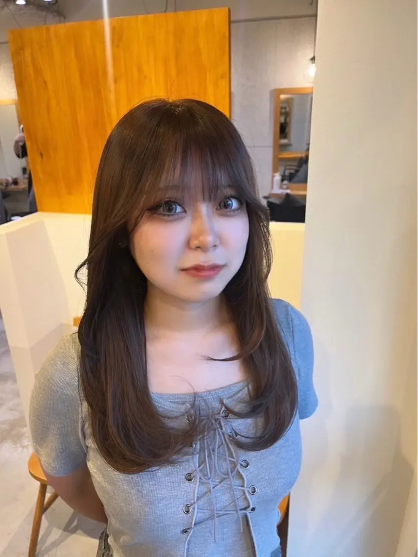セミロング カラー ブラウンカラー トリートメント 本城 真奈のヘアスタイル