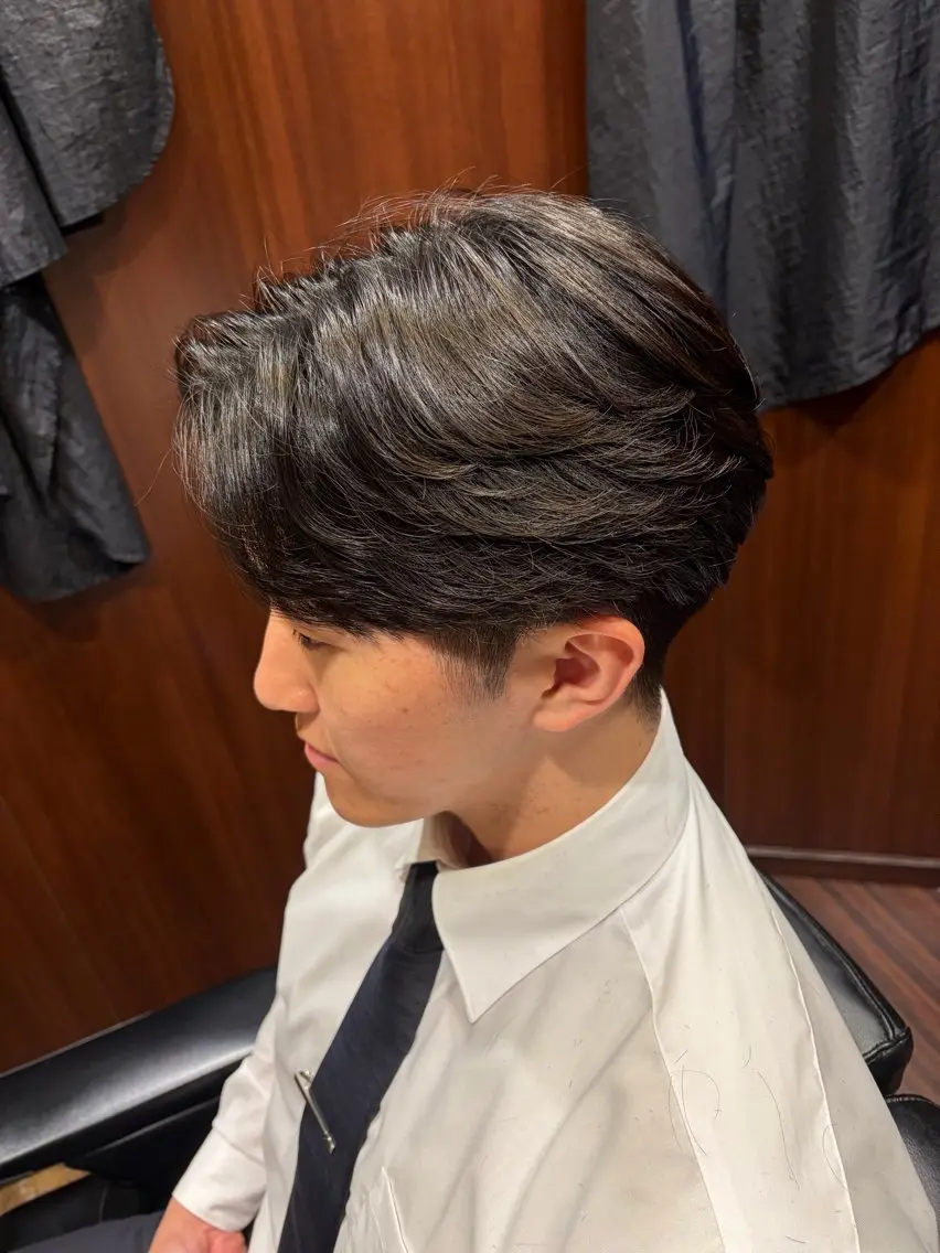 ミディアム パーマ メンズ カット パーマ 小松 美雄のヘアスタイル