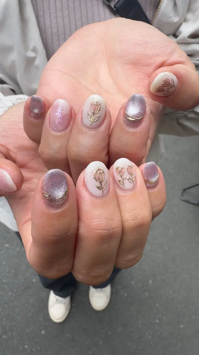ネイル フラッシュネイル 韓国ネイル ラメ(グリッター) ラメグラデーション マグネットネイル ハンドネイル MH_ Nailのネイルデザイン