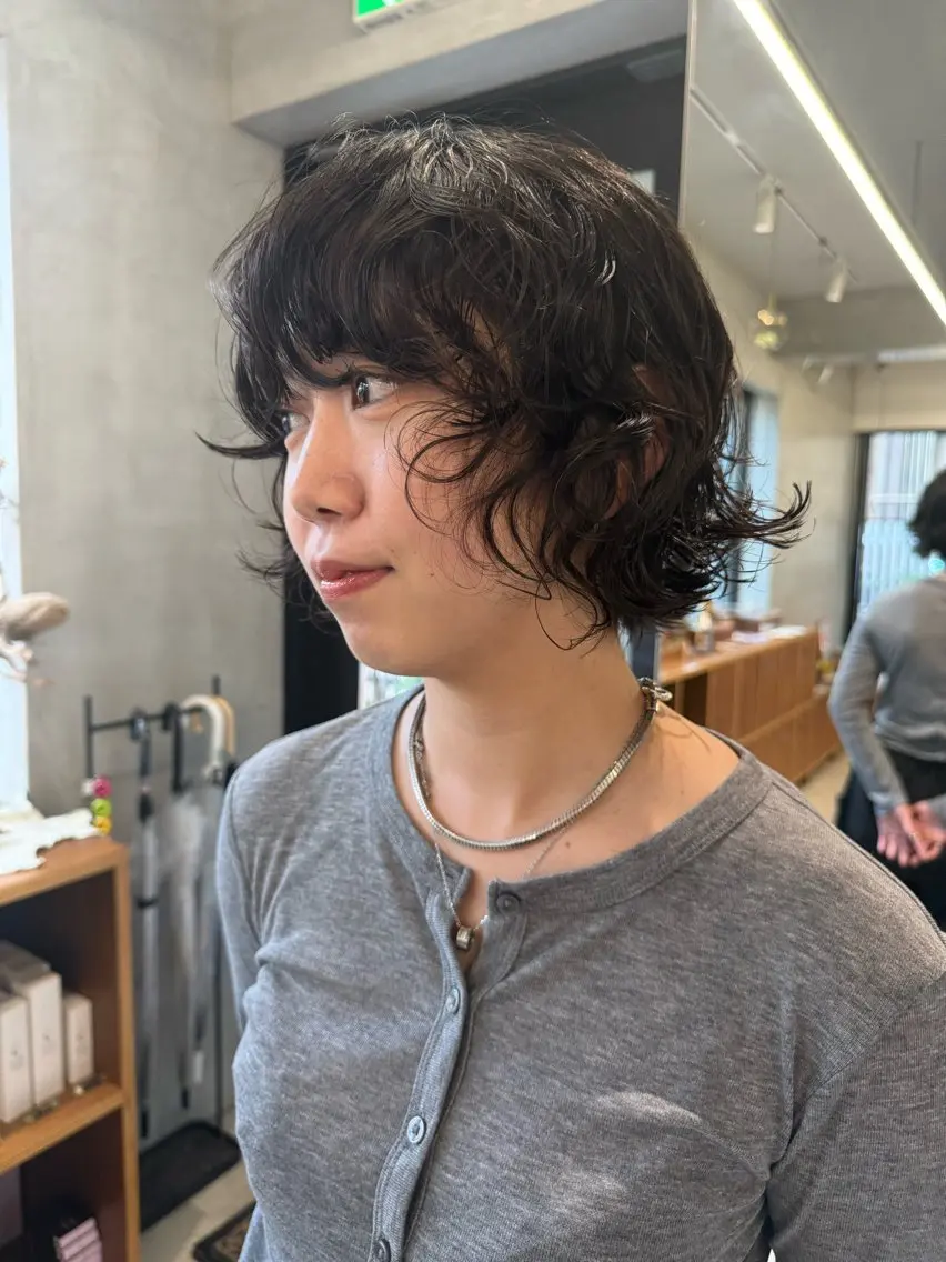 ショート パーマ カット パーマ ｻｶﾓﾄ ﾅｵﾐのヘアスタイル