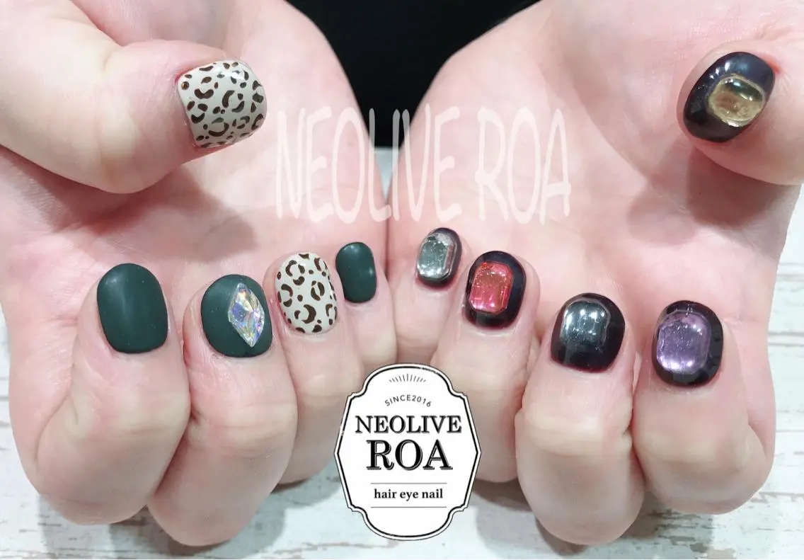 ネイル アニマル柄 マットネイル ハンドネイル Nail by selenのネイルデザイン
