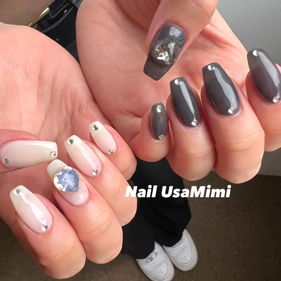 ネイル オーロラネイル フットネイル ジェルネイル 氷ネイル・うるうるネイル キラキラネイル 本町ネイルNail UsaMimiのネイルデザイン