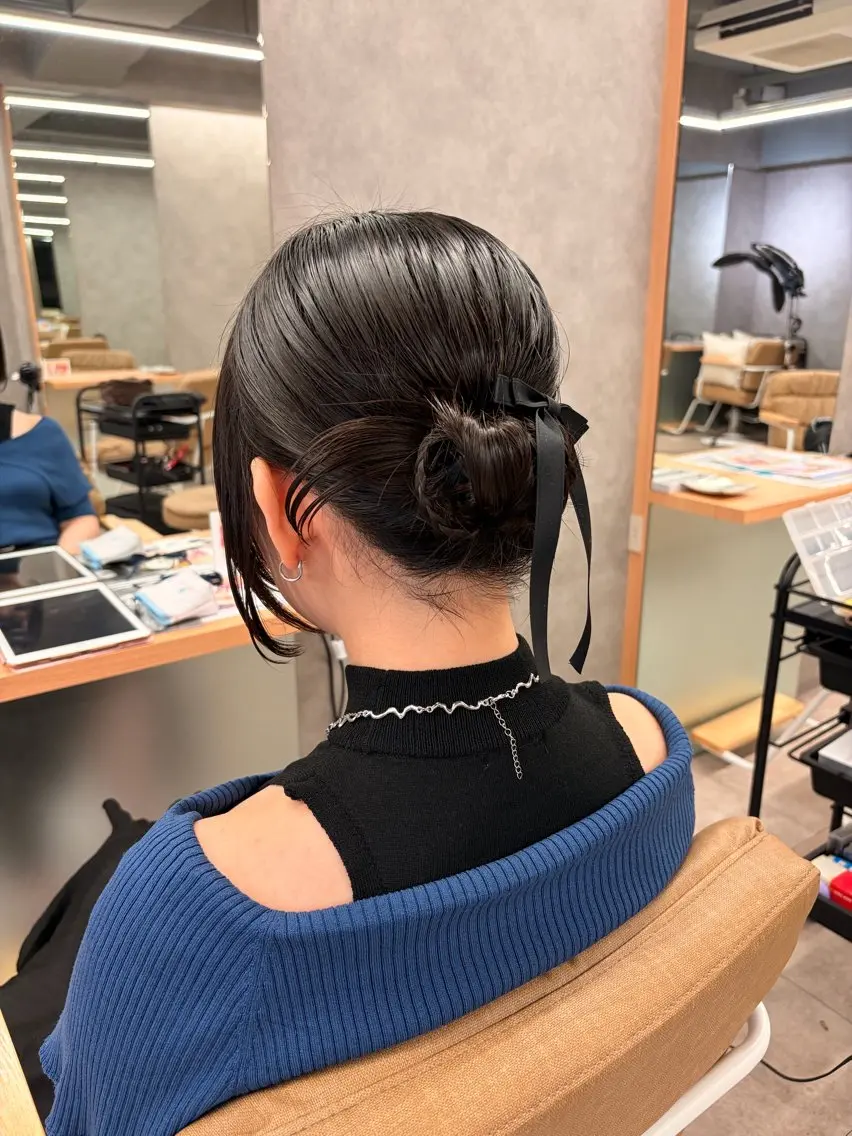 ミディアム ヘアアレンジ ヘアセット つちだ ゆうひのヘアスタイル