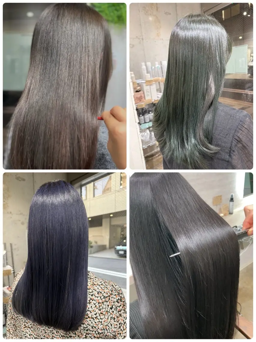 セミロング カラー セミロングパーマ 髪質改善 縮毛矯正 トリートメント 酸性ストレート 縮毛矯正/ /関内/あべももこのヘアスタイル