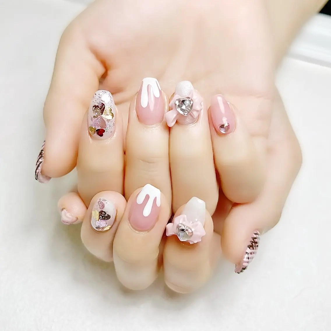 ネイル ガーリー ハート バレンタイン rouse nail RISATOのネイルデザイン
