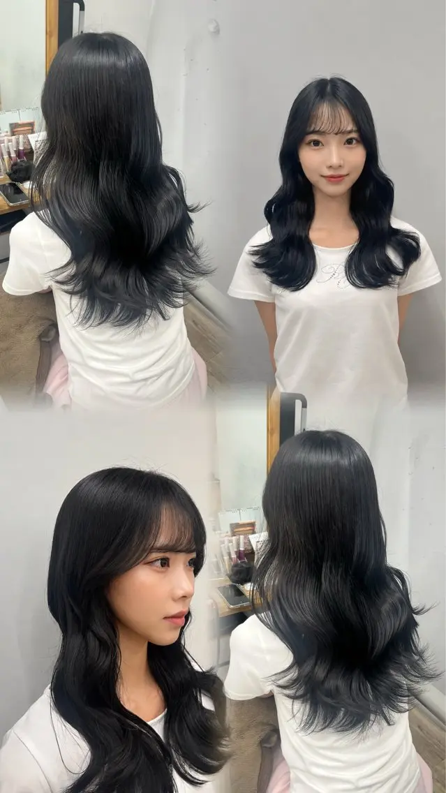 ロング カラー 透明感カラー サイドバング 小顔カット カット ヘアカラー トリートメント lucina ヒヨリのヘアスタイル