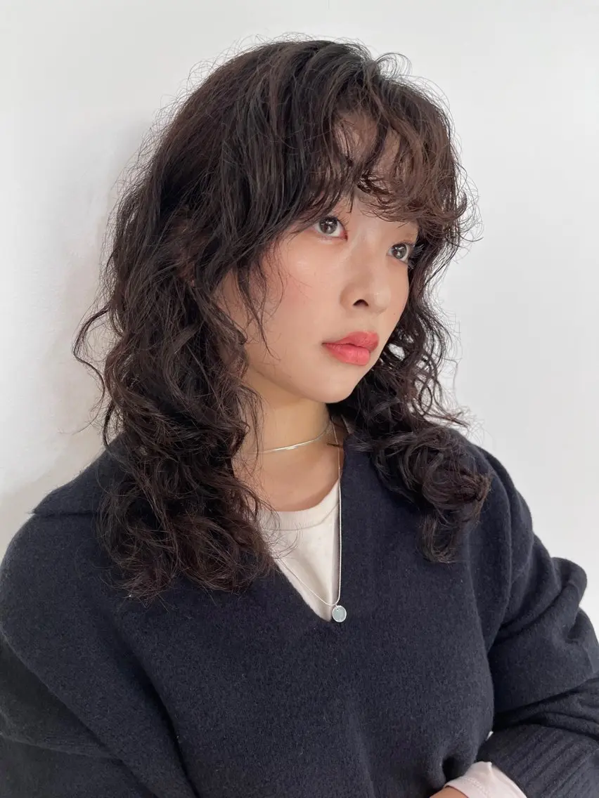 ミディアム パーマ ミディアムパーマ カット パーマ 似合わせパーマ/ kazuのヘアスタイル