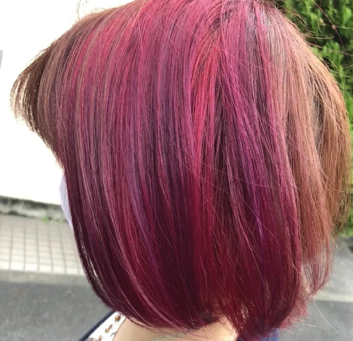 カラー ミディアム ダブルカラー ピンクカラー 阿部 くまのヘアスタイル