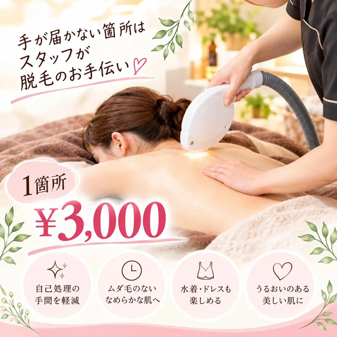 手の届かない箇所はスタッフがお手伝い 10分の写真