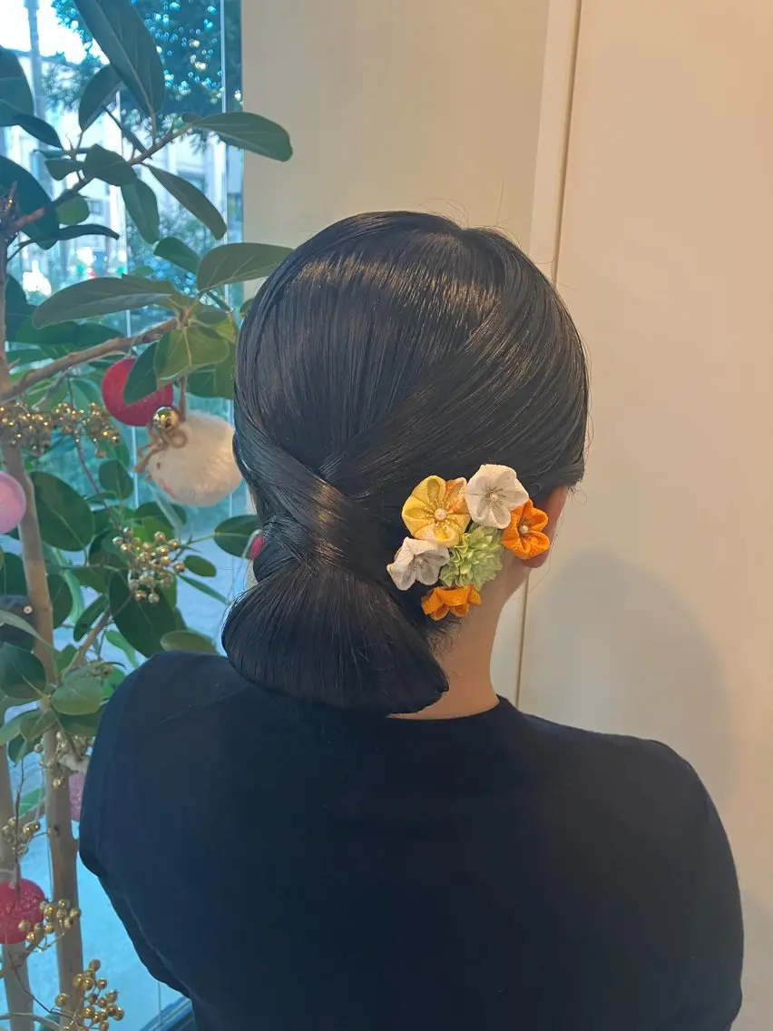 ロング ヘアアレンジ 着物ヘア Hair&Make Nahoのマツエク・マツパデザイン