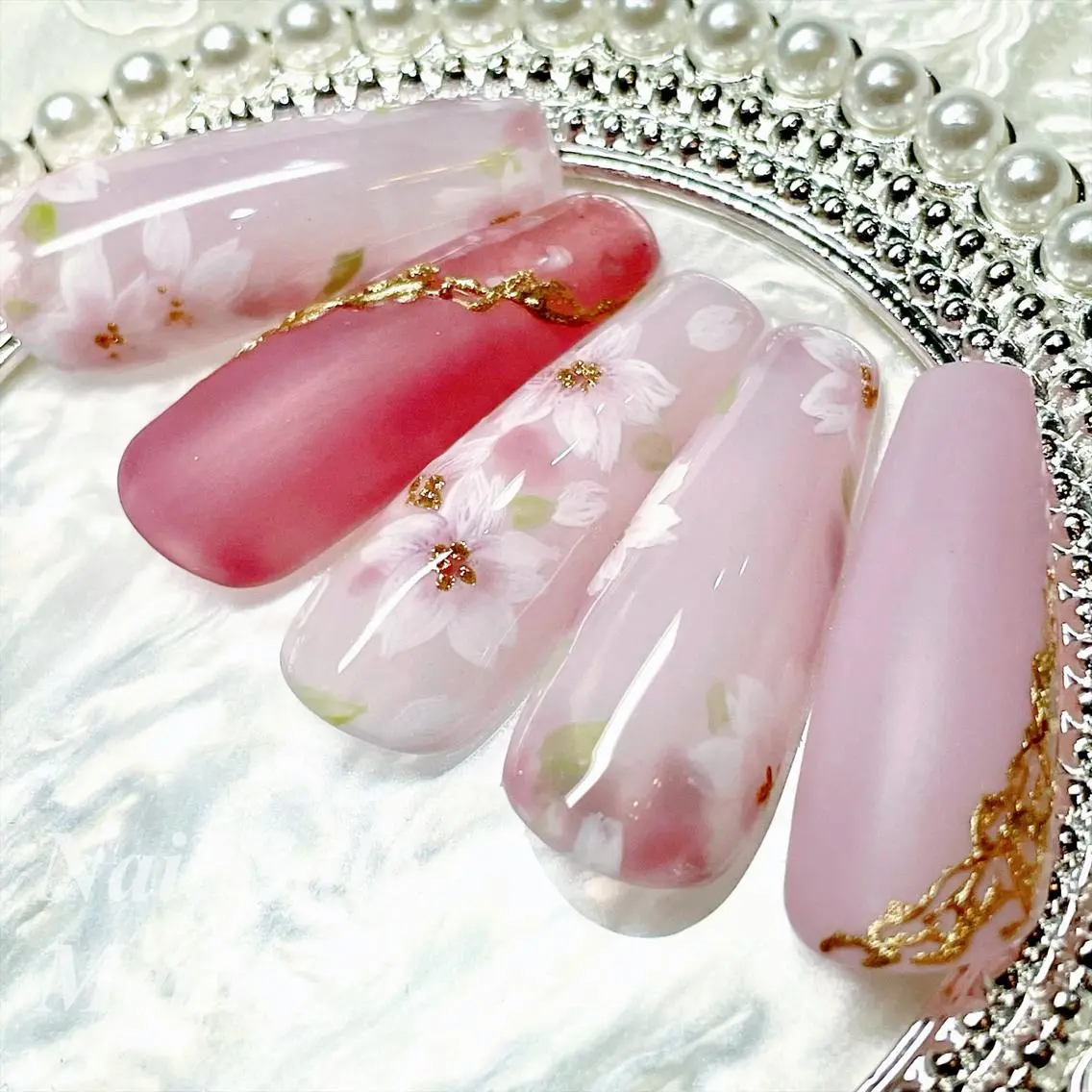 ネイル アートネイル 桜ネイル 卒業式 マットネイル ピンク NAILSALON MEILIのネイルデザイン