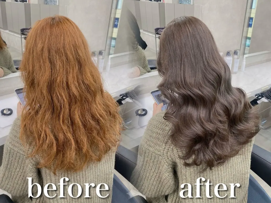 ロング カラー カット ヘアカラー トリートメント ブリーチ縮毛矯正飛我 韓国ヘア🫧のヘアスタイル