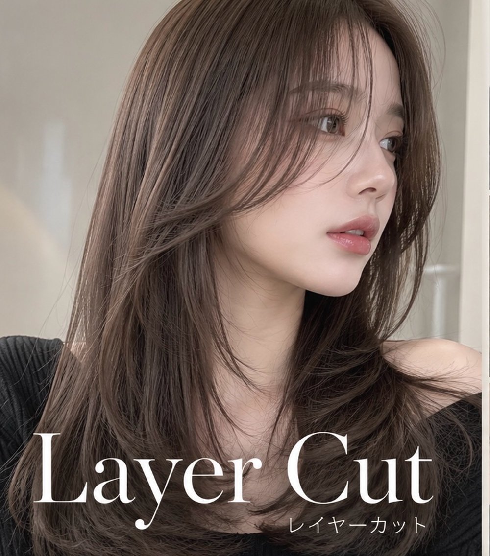 ロング ロングレイヤー くびれヘア 顔まわりレイヤー 顔周りカット 韓国風ヘア sayaka/ 博多/モデル募集中のヘアスタイル