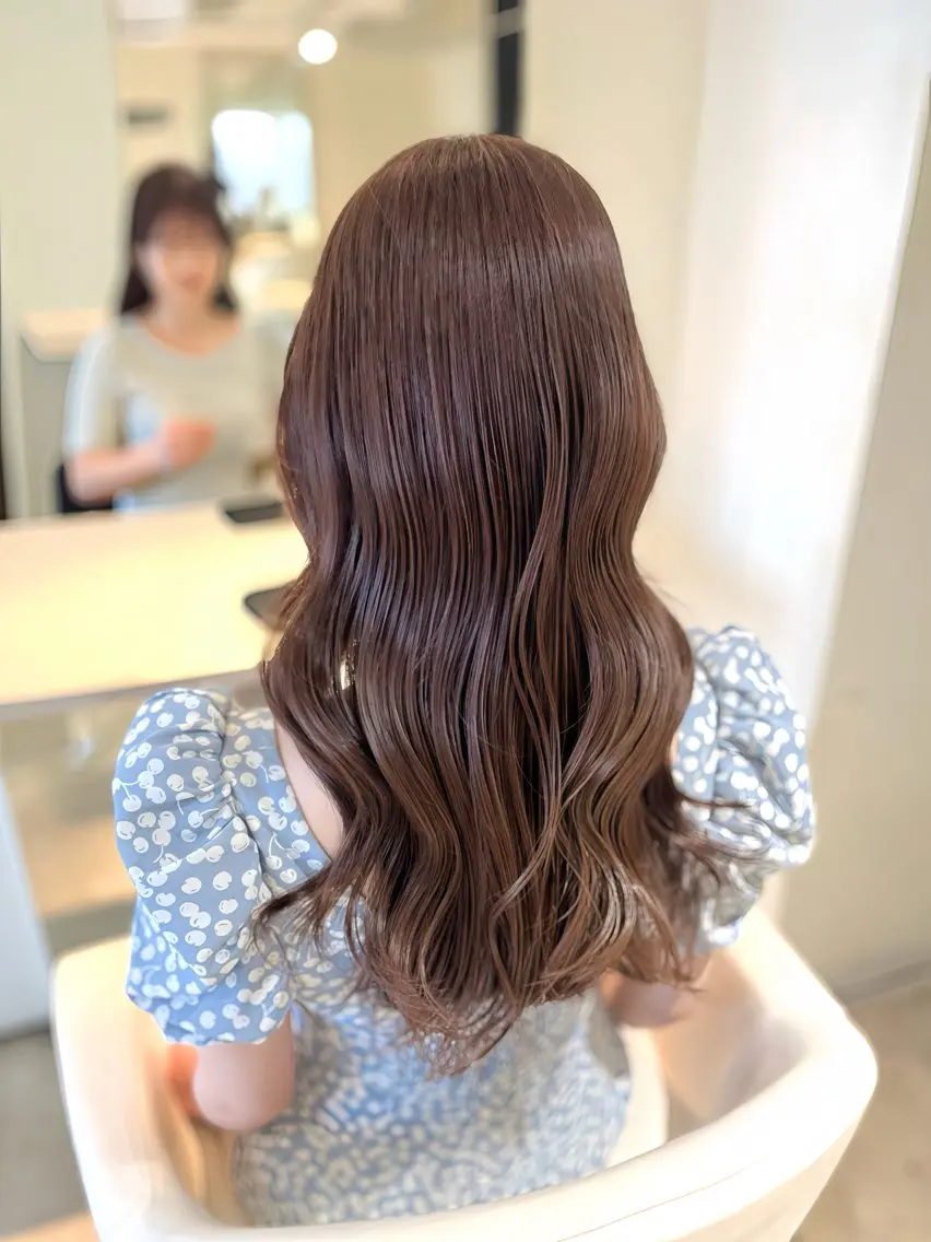 ミディアム 小顔カット 縮毛矯正 トリートメント ヘアカラー 縮毛矯正 トリートメント ♥️褒められ艶髪× 髪質改善/ゆず♥️のヘアスタイル