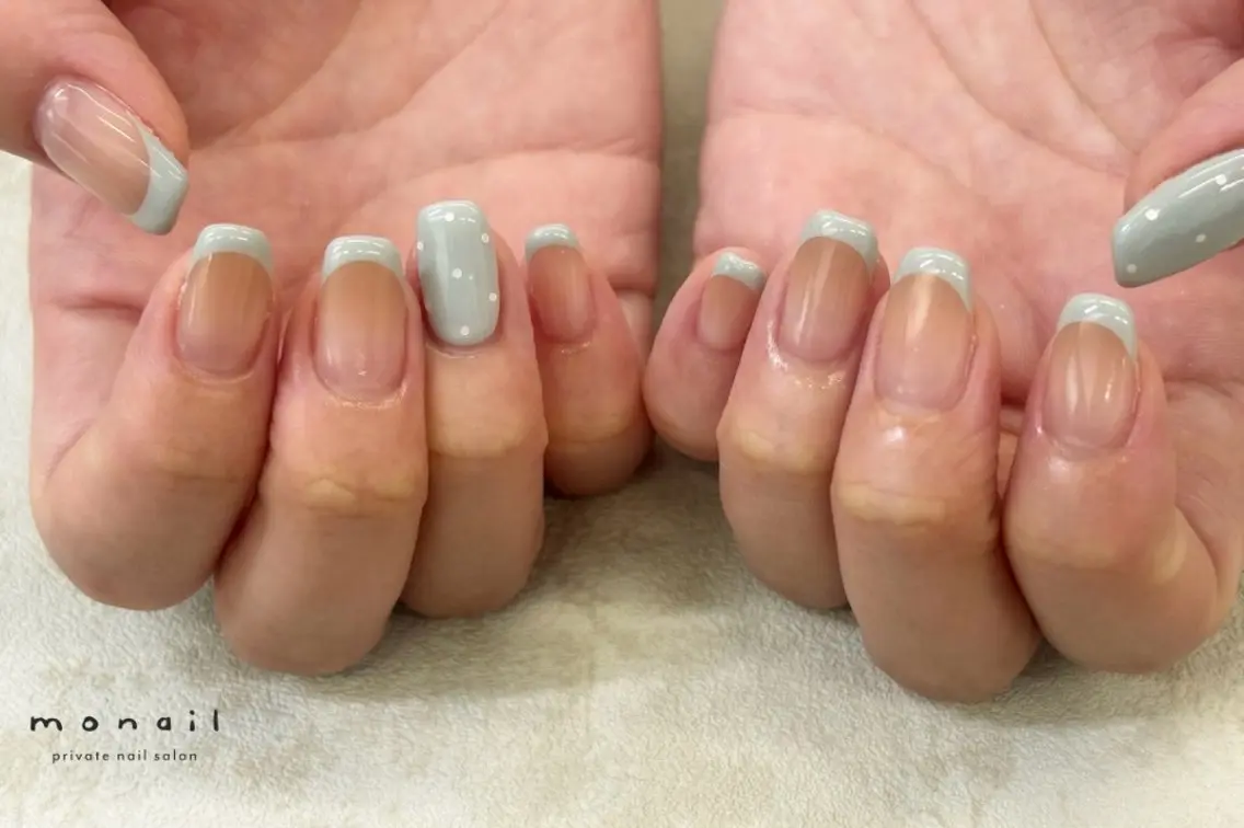 ネイル ブルー ハンドネイル nail salon monailのネイルデザイン