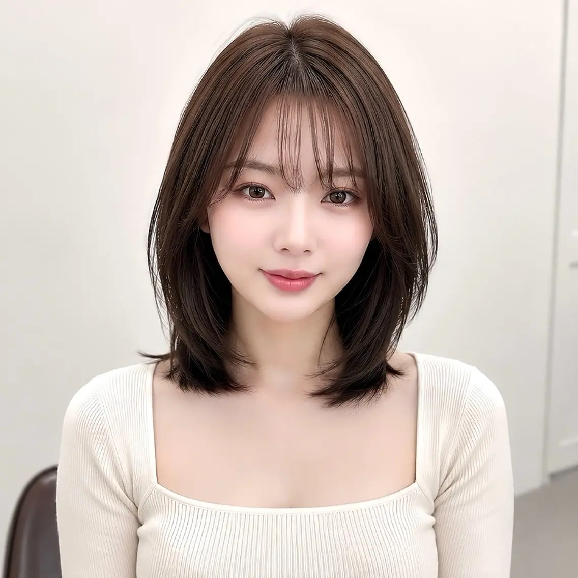 ミディアム ミディアムレイヤー 韓国風ヘア レイヤーカット カット ヘアカラー ミディアムレイヤー/ 顔周り/神山のヘアスタイル