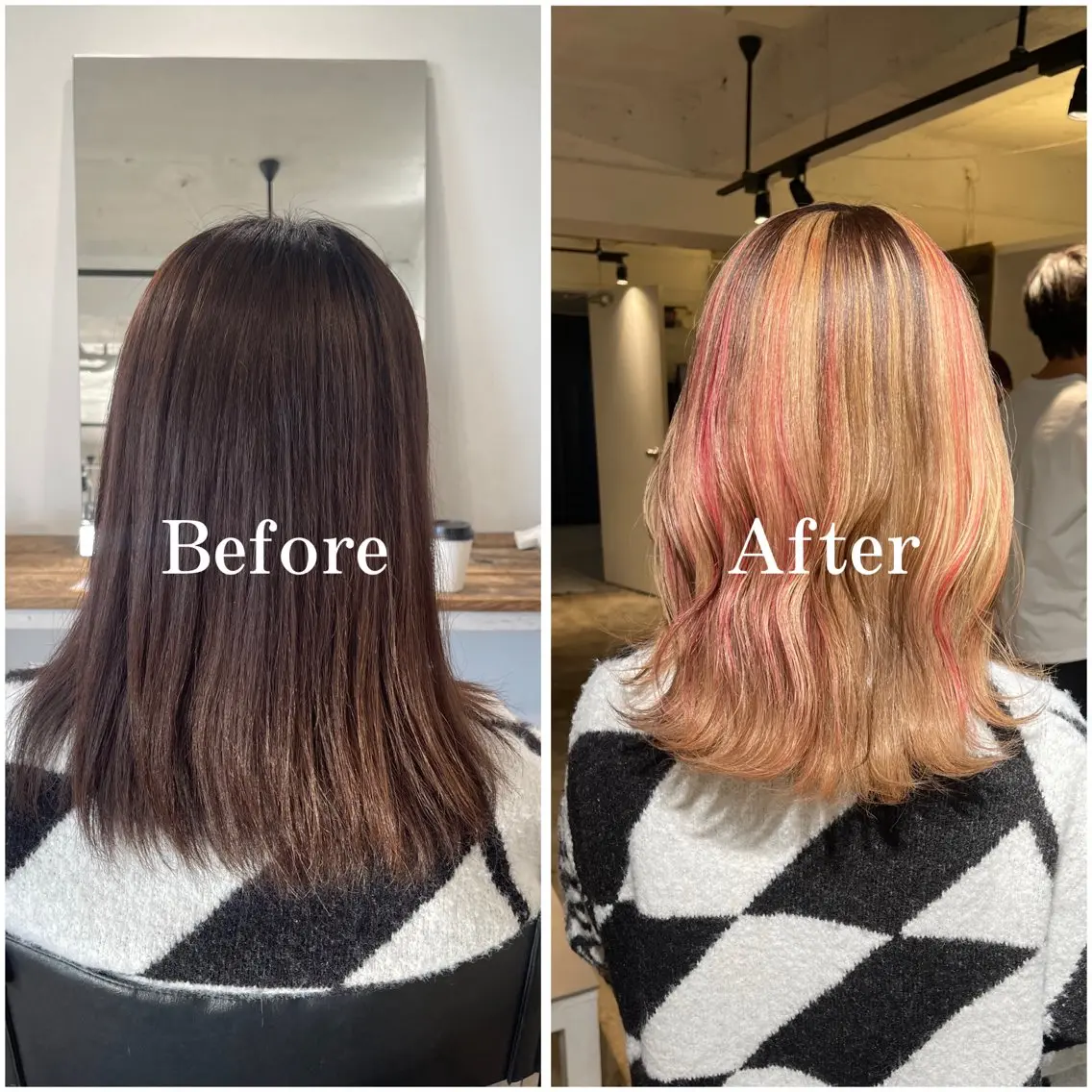 セミロング カラー ブリーチ デザインカラー ハイトーンカラー ムラ修正/ ハイトーン💖Riaのヘアスタイル