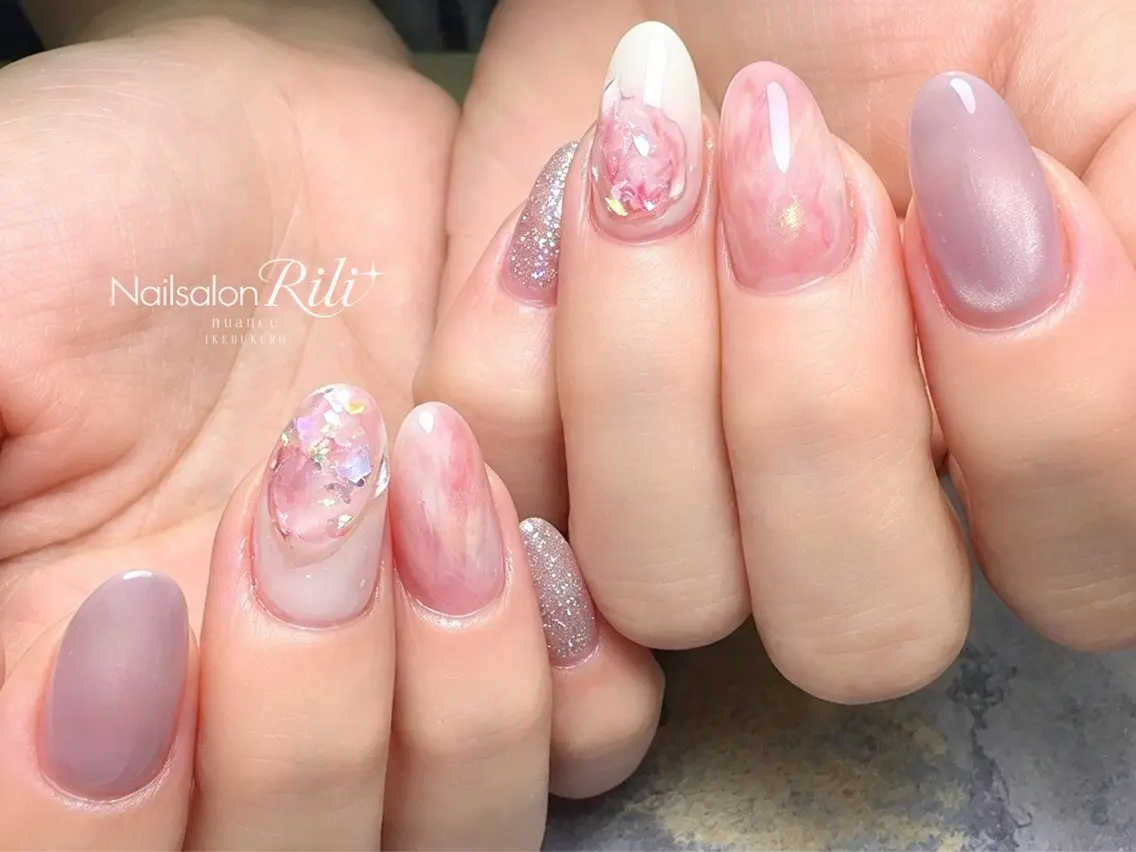 ネイル 持ち込み ニュアンスネイル lu naのネイルデザイン