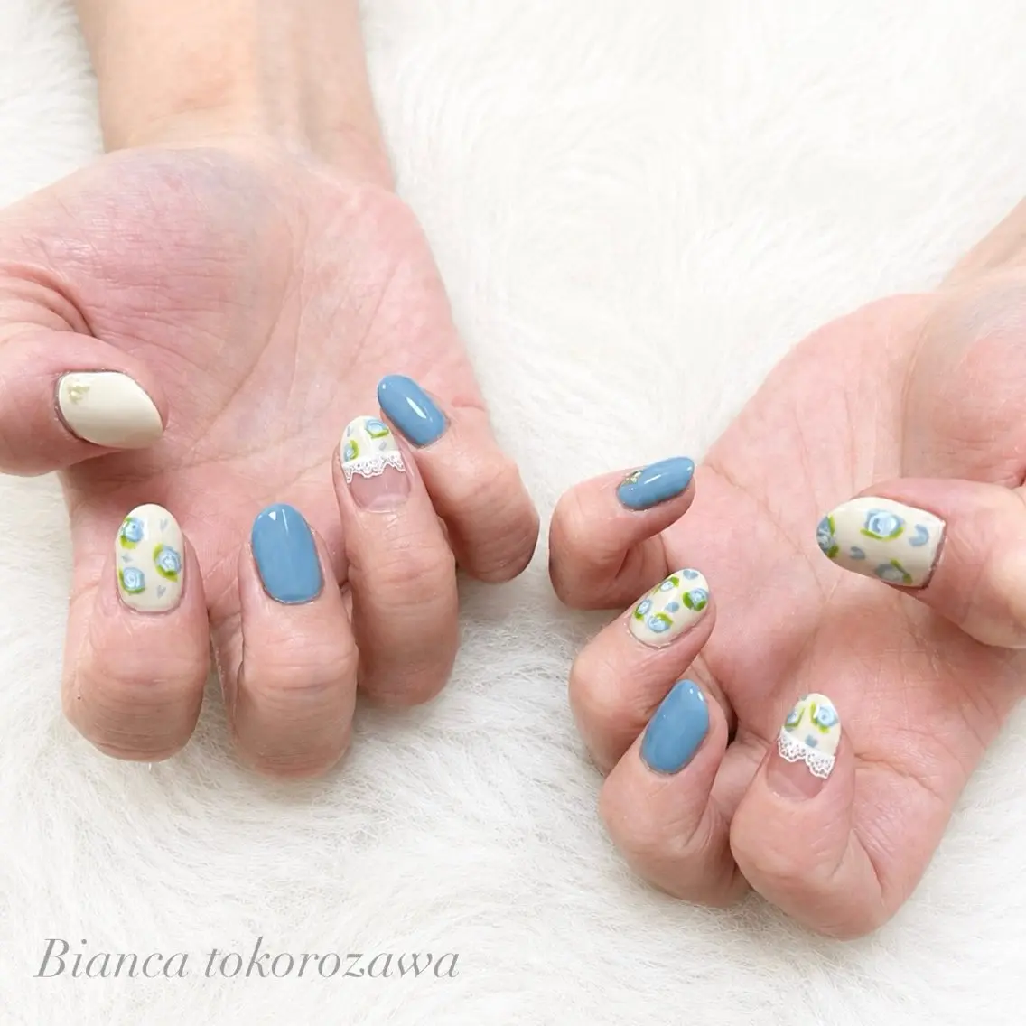 ネイル ブルー Bianca所沢 higasaのネイルデザイン
