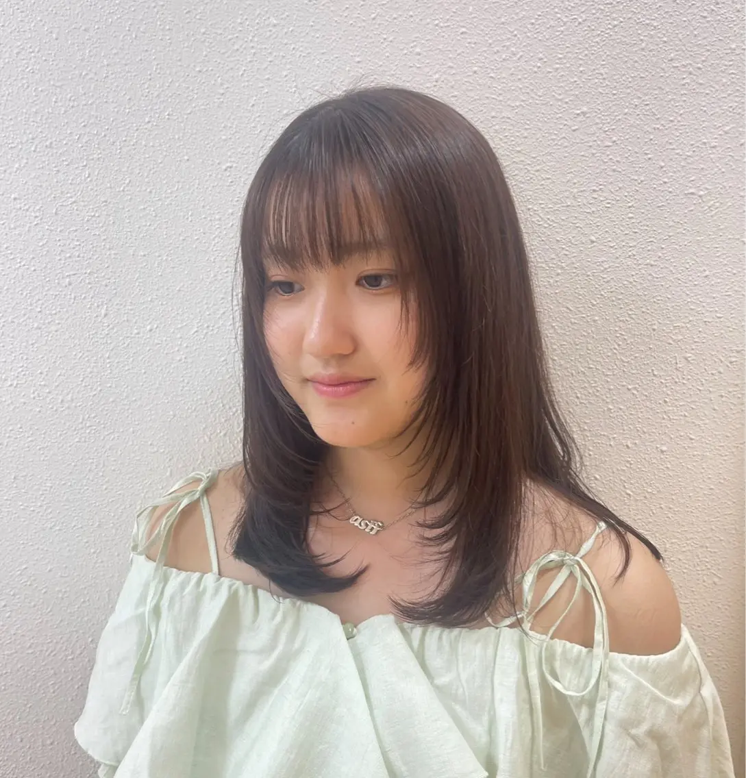 セミロング 顔まわりレイヤー 顔周りカット レイヤーカット 🎀momoa CIEL天神店🎀のヘアスタイル