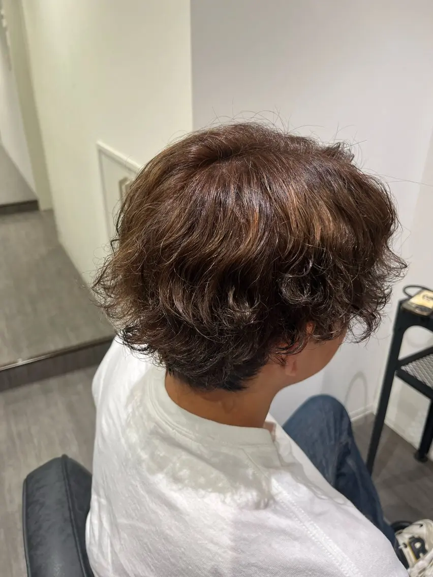 ショート カラー パーマ ヘアアレンジ メンズ ブラウンカラー マロンブラウン ヘアカラー トリートメント cocotte 💟草間紫音💟のヘアスタイル