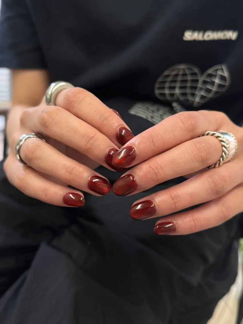 ネイル オーロラネイル 長さ出し フレンチネイル ジェルネイル ガラスフレンチ Rela・S NAILのネイルデザイン