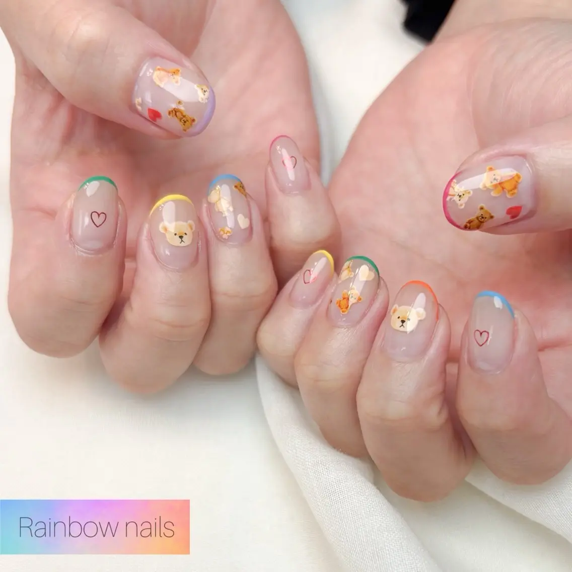 ネイル ハンドネイル Rainbow nailsくろちゃんのネイルデザイン