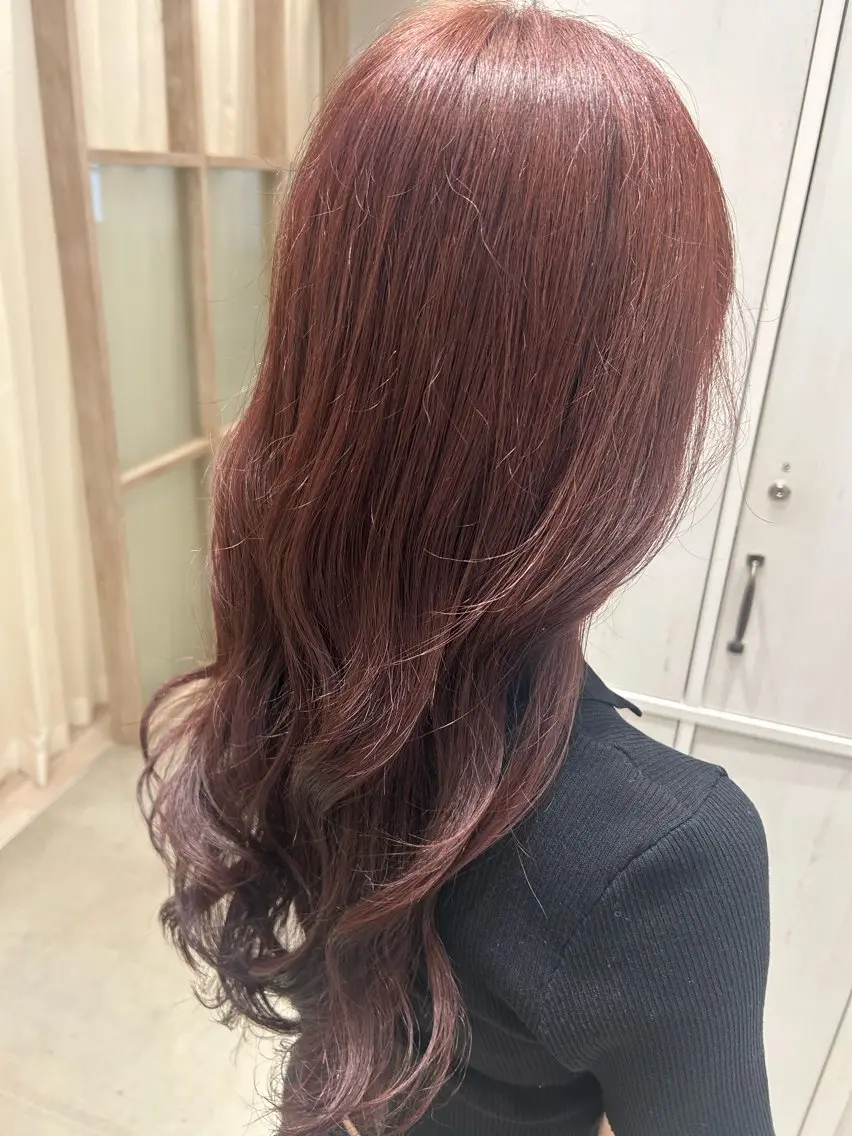 ロング カラー ブリーチ ブリーチなしカラー ピンクカラー ヘアカラー トリートメント 後藤 由希のヘアスタイル
