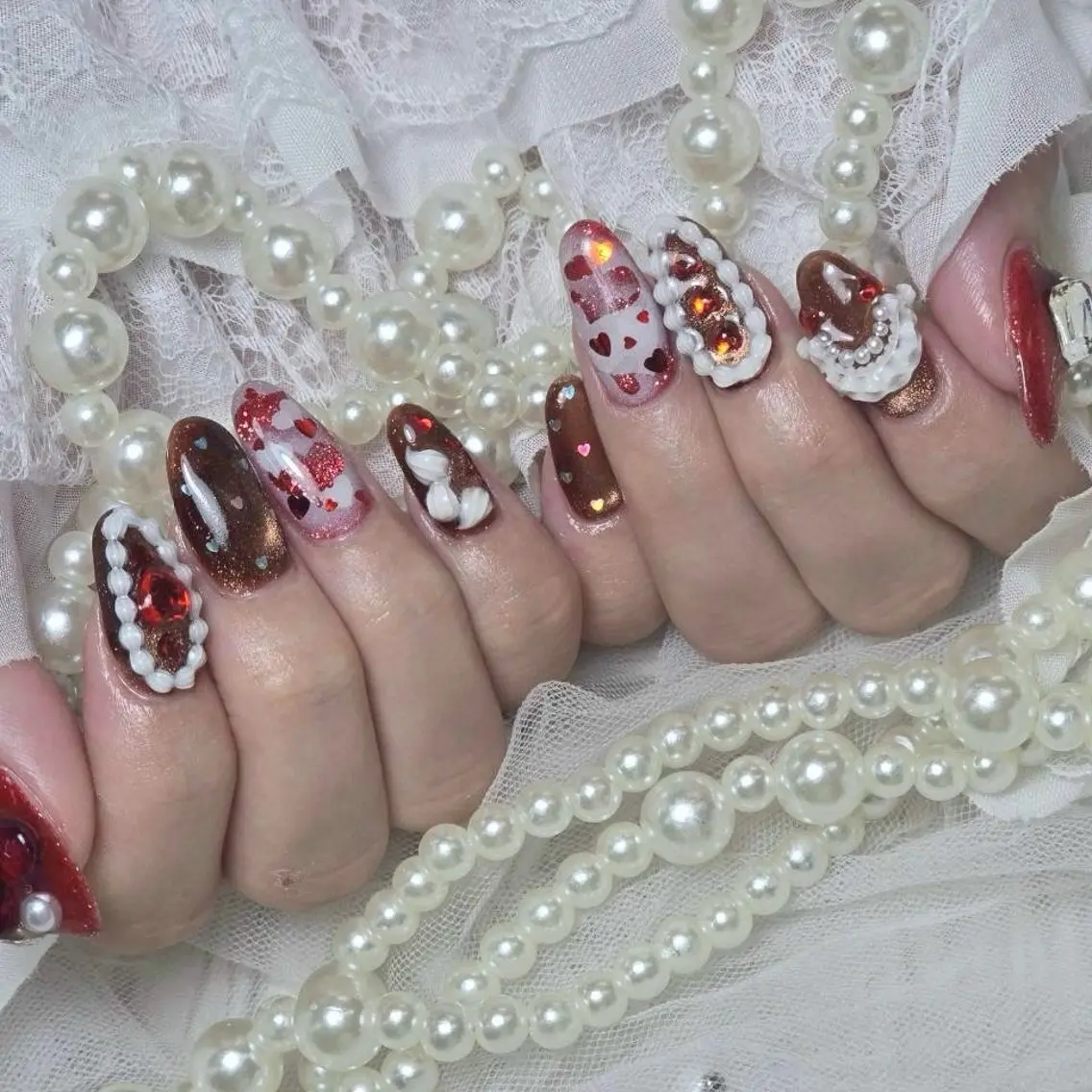 ネイル ジェルネイル バレンタイン ハンドネイル Nail lieNのネイルデザイン
