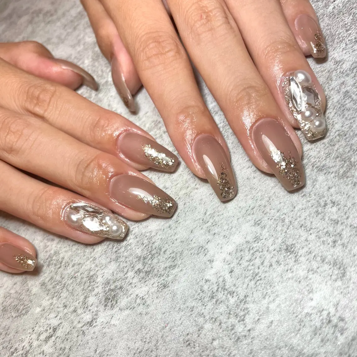 ネイル ブラウン クリアネイル Mii nailのネイルデザイン